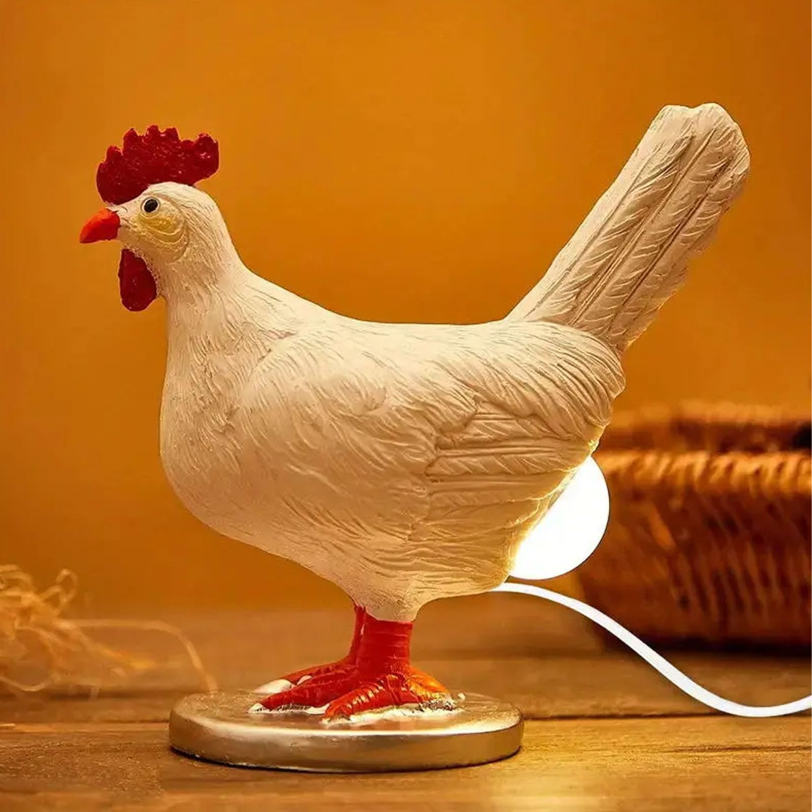 Muiltvoe Chicken Egg Lamp, Funny Chicken Lamp Laying Egg, 3D Resin Chickens Table Night Light Easter Christmas Birthday Gift