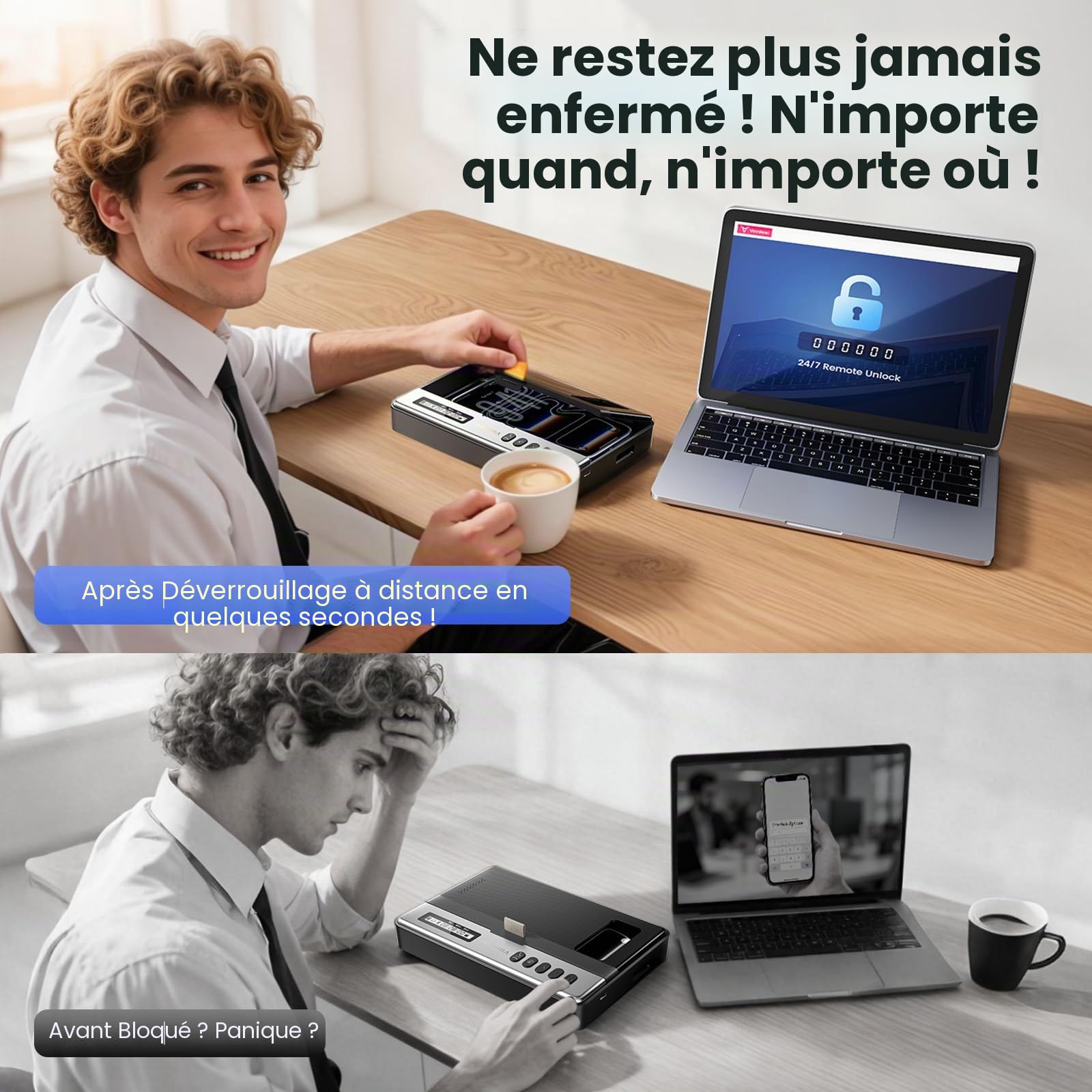 VAYDEER Boîte avec minuterie pour smartphone | Verrouillage temporisé et ouverture latérale pour limiter les distractions sans bloquer les fonctions essentielles.