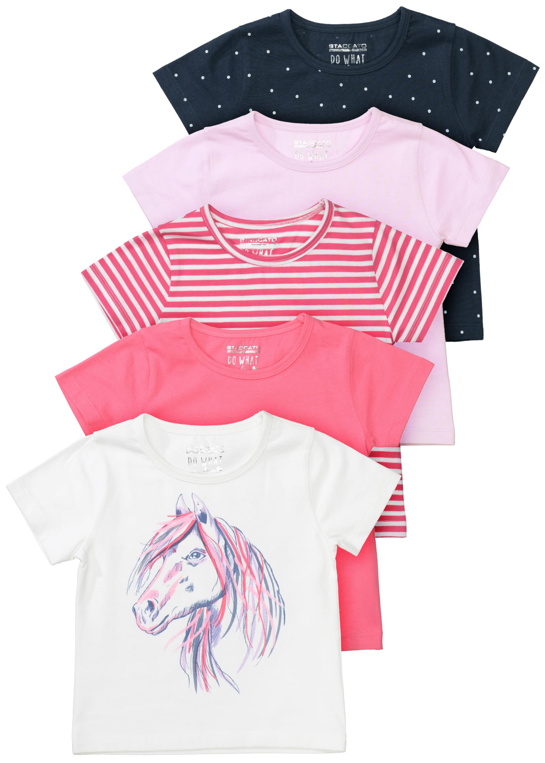 Mädchen T-Shirt 5er Pack - Pferd, Gr. 80-134