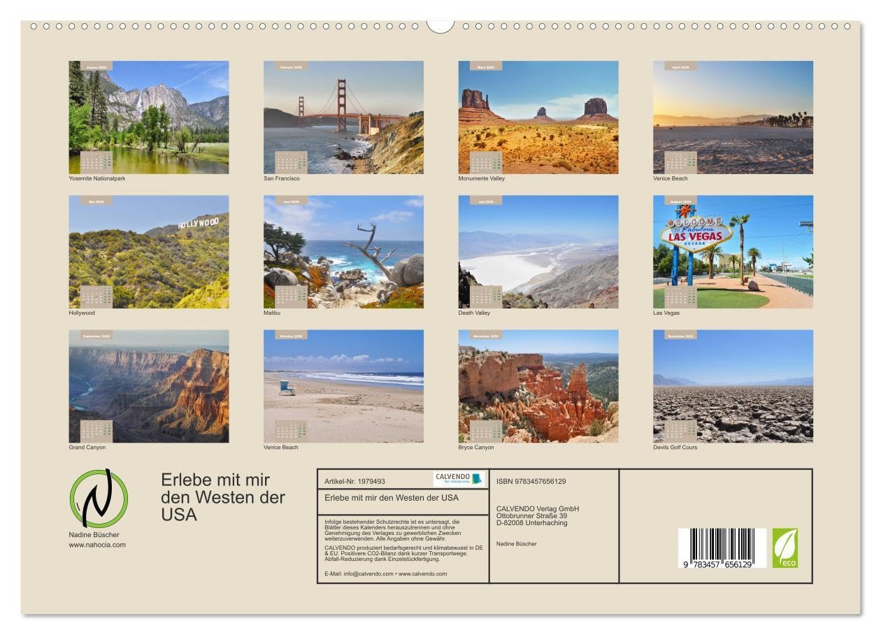 Erlebe mit mir den Westen der USA (hochwertiger Premium Wandkalender 2026 DIN A2 quer), Kunstdruck in Hochglanz: Meistens wird der Begriff Westküste ... liegenden Gebiete verwendet. (CALVENDO Orte)