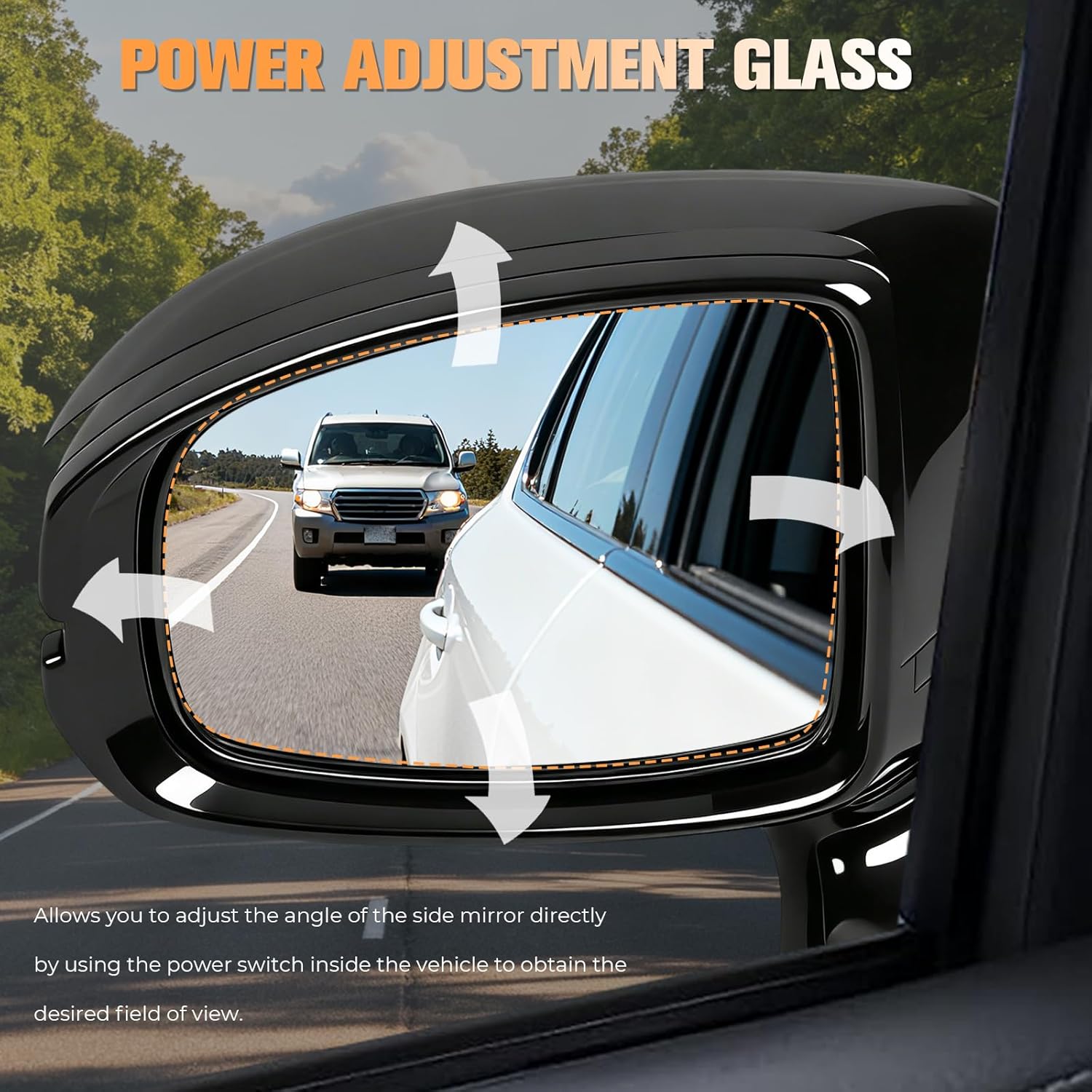 Left Driver Side Mirror Compatible with Honda Fit 2015-2020 | Non-Heated Power-Adjustable Glass Manual Folding | Black Paint-to-Match | OE Direct Replacement for HO1320332 (3PINS)