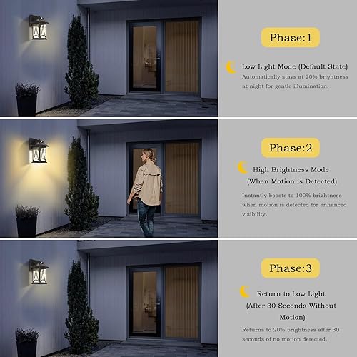 Miniatura 4 de SR016-W - Luces solares de pared para exteriores con sensor de movimiento, lámparas de pared impermeables del atardecer al amanecer, luces solares