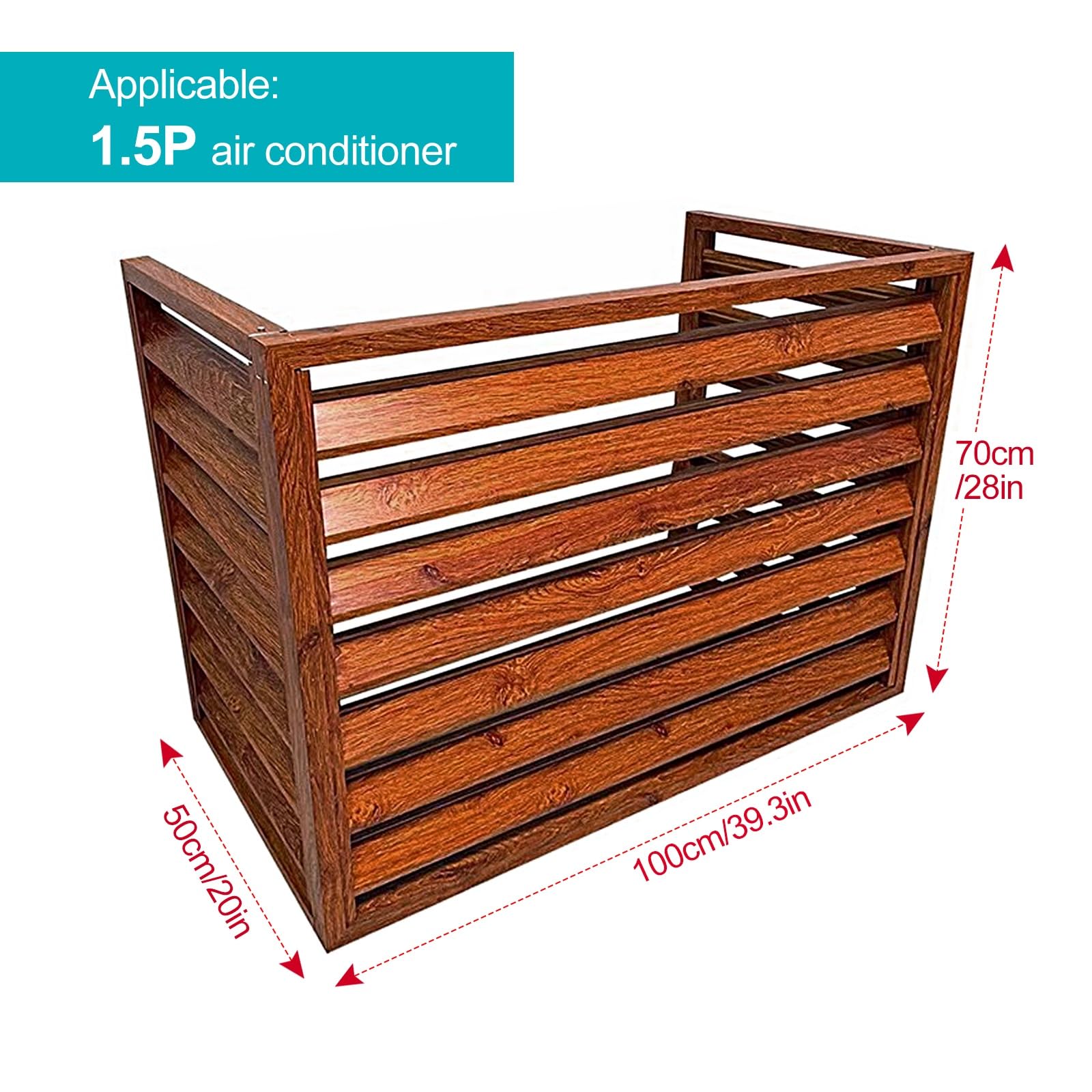 Climatiseur en Aluminium Climatiseur Extérieur Écran de Clôture Persienne Climatisation Porte-Fleurs Cache de Protection for Climatisation Étanche(Red,100x50x70cm/39x20x28in)