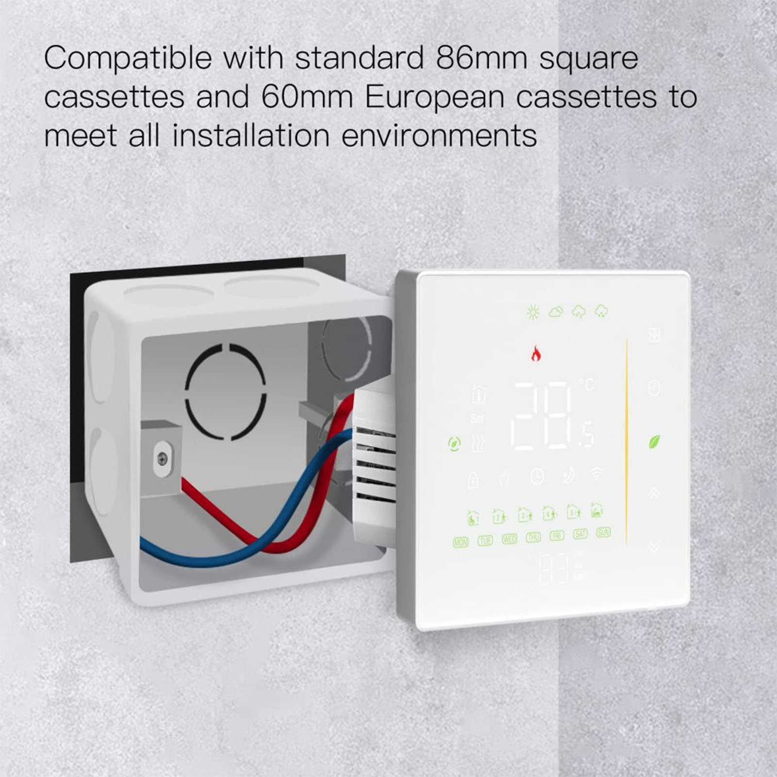 Aramox Inteligentny Termostat, Programowalny Regulator Temperatury z PC ABS, Sterowanie Głosowe z Aplikacji od 95 do 240 V 16 A, Termostat Ogrzewania Podłogowego od 41 do 95°F Domowego Biura w Hotelu