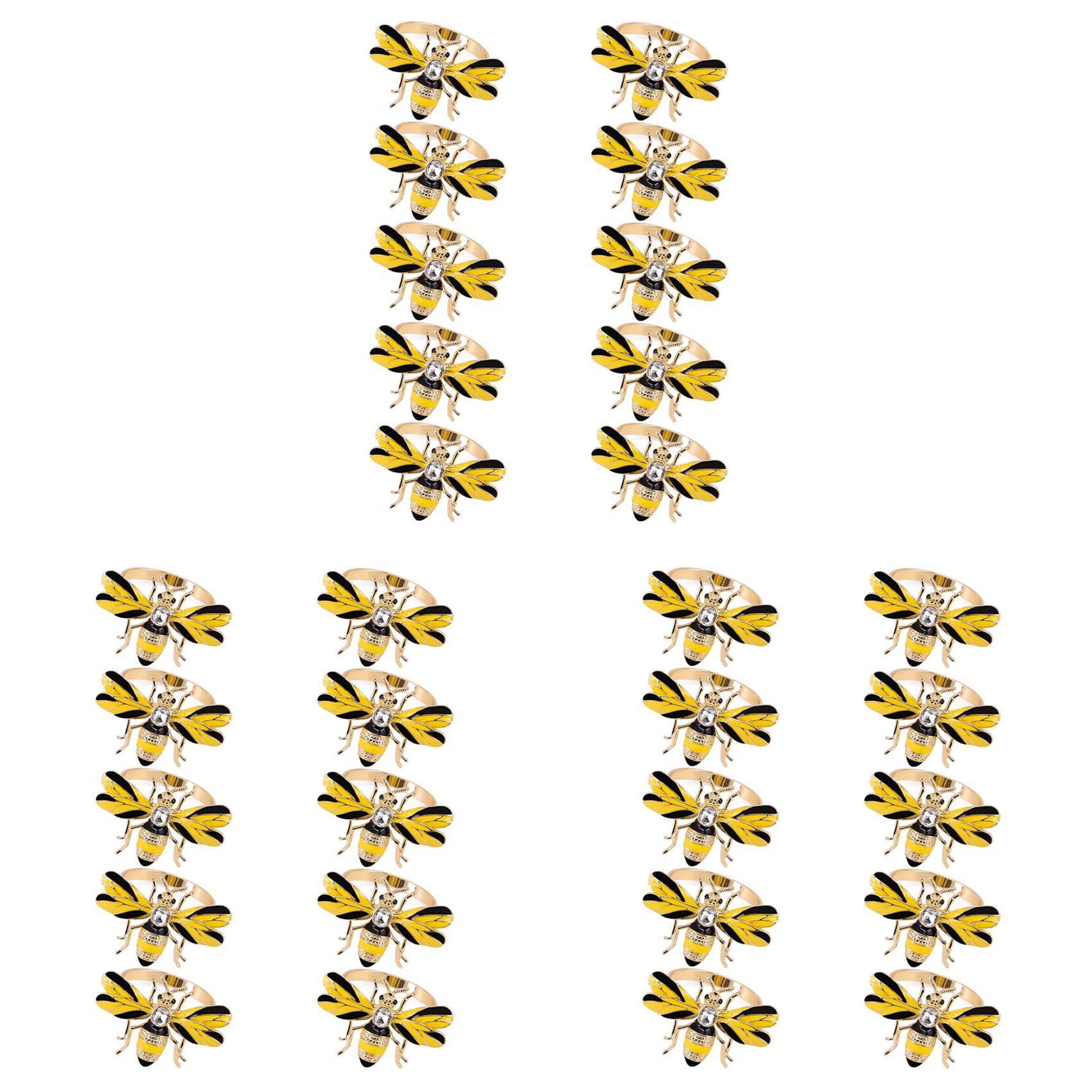 Hndhbfgrt Set of 30 Bee Napkin Buckle Napkin Ring Alloy Insect Buckle Paper Towels Napkin Holder