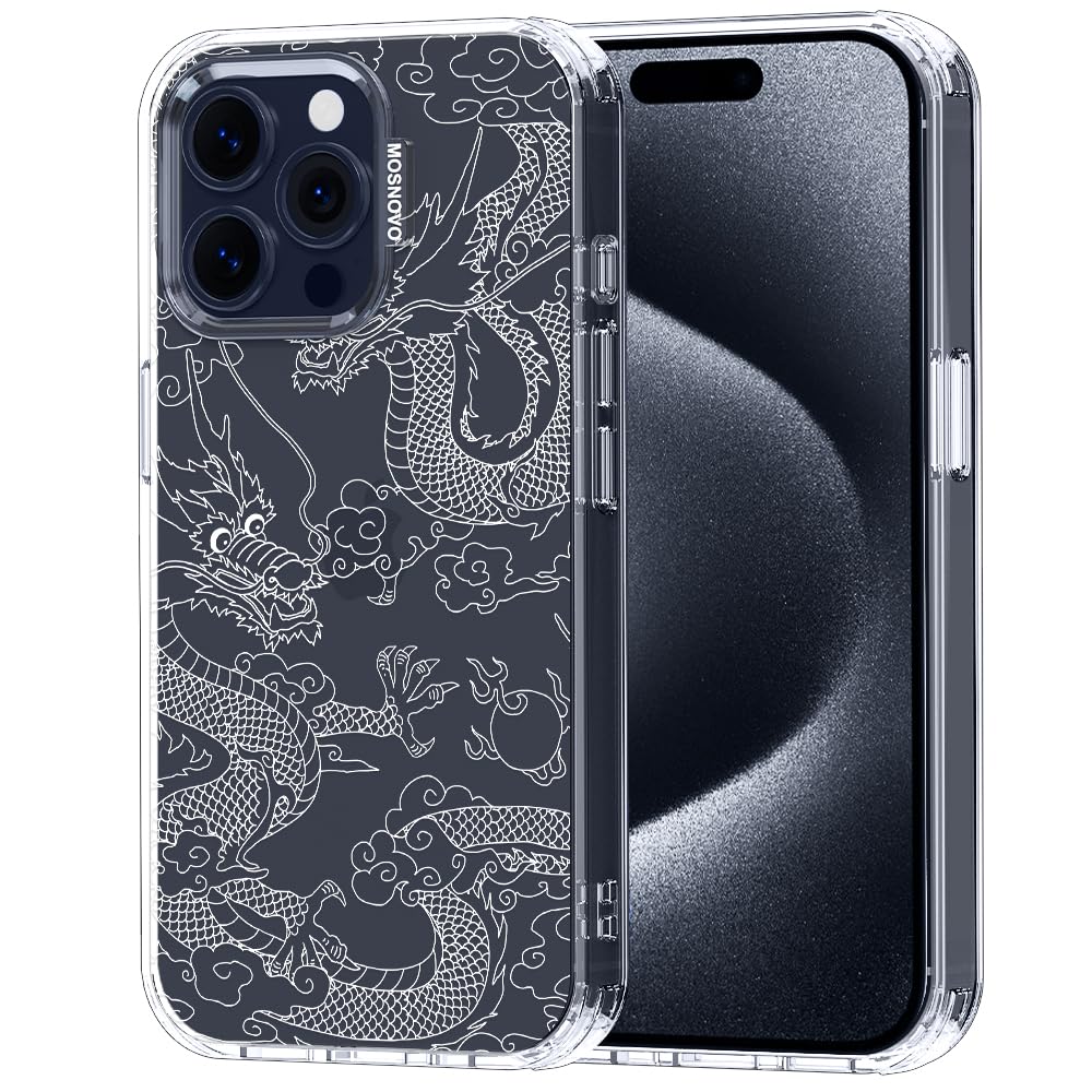 Photo 1 of MOSNOVO iPhone 15 Pro Max Case - White Dragon