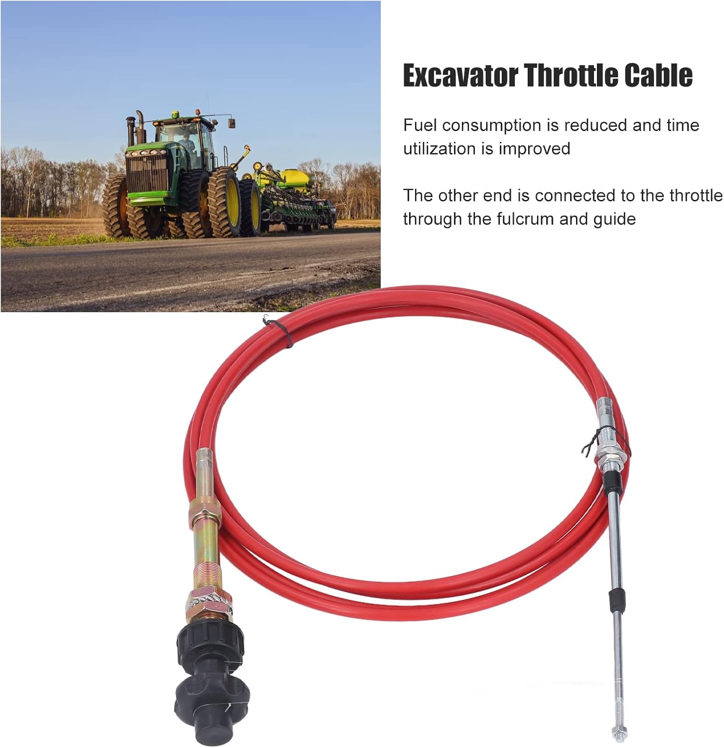 Manual Throttle Control Cable, Manual Throttle Motor Control Cable PU Sheath Low Fuel Consumption Excavator Fiber Optic Connectors