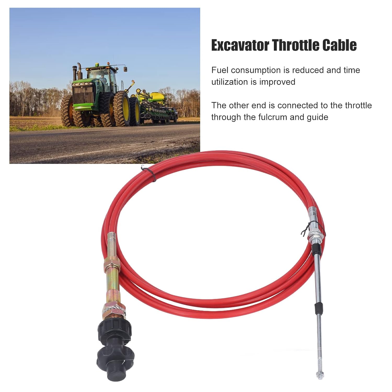 Excavator Manual Throttle Control Cable Bendable PU Sheath Stainless Steel Wide Application