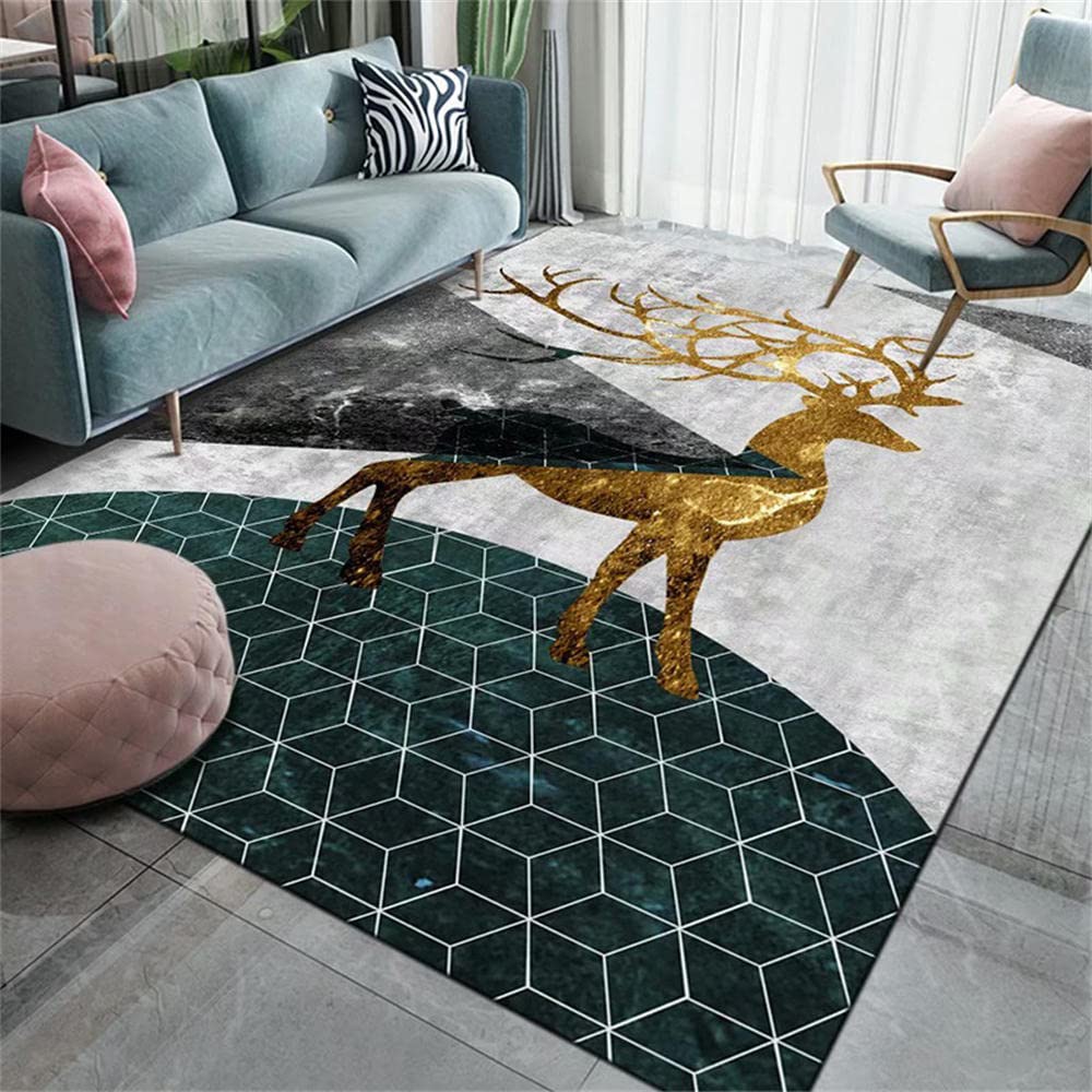Tapis de salon moderne bleu et gris 180X220 cm à motif sika abstrait