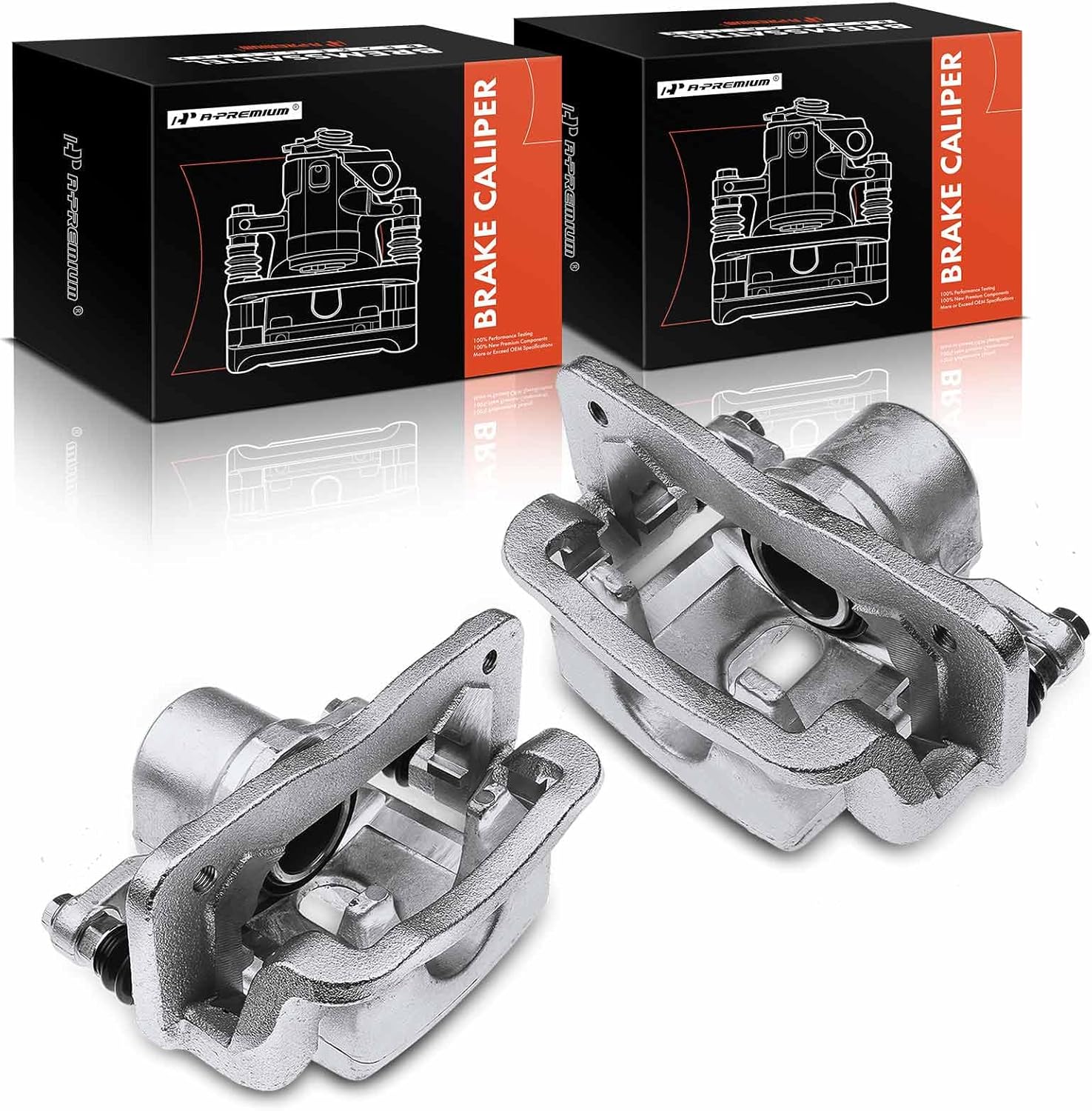 A-Premium Disc Brake Caliper Assembly with Bracket Compatible with Select Hyundai and Kia Models - Santa Fe 2010-2016, Santa Fe Sport, Santa Fe XL, Sorento - Rear Driver and Passenger Side, 2-PC Set