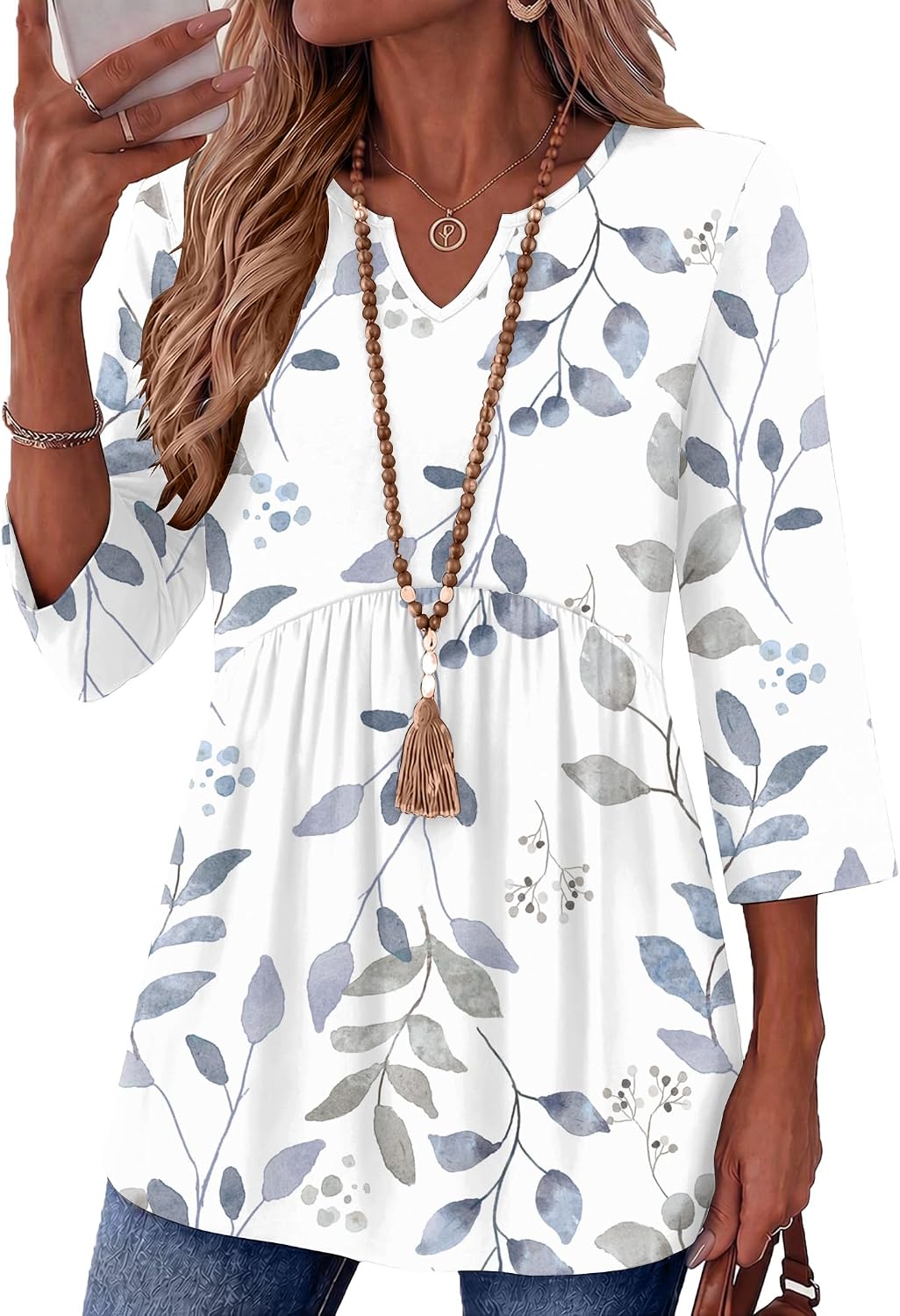  3/4 Length Sleeve Womens Tops 2026 Blouses for Women Dressy Casual Fashion Clothing V Neck T-Shirts Summer Outfits