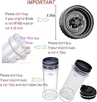Vista 4 de Piezas de repuesto para Nutri Ninja, batidora de 6 aletas macho y tazas para licuadora BL660 BL770 BL780 BL740, etc. (paquete de 5)