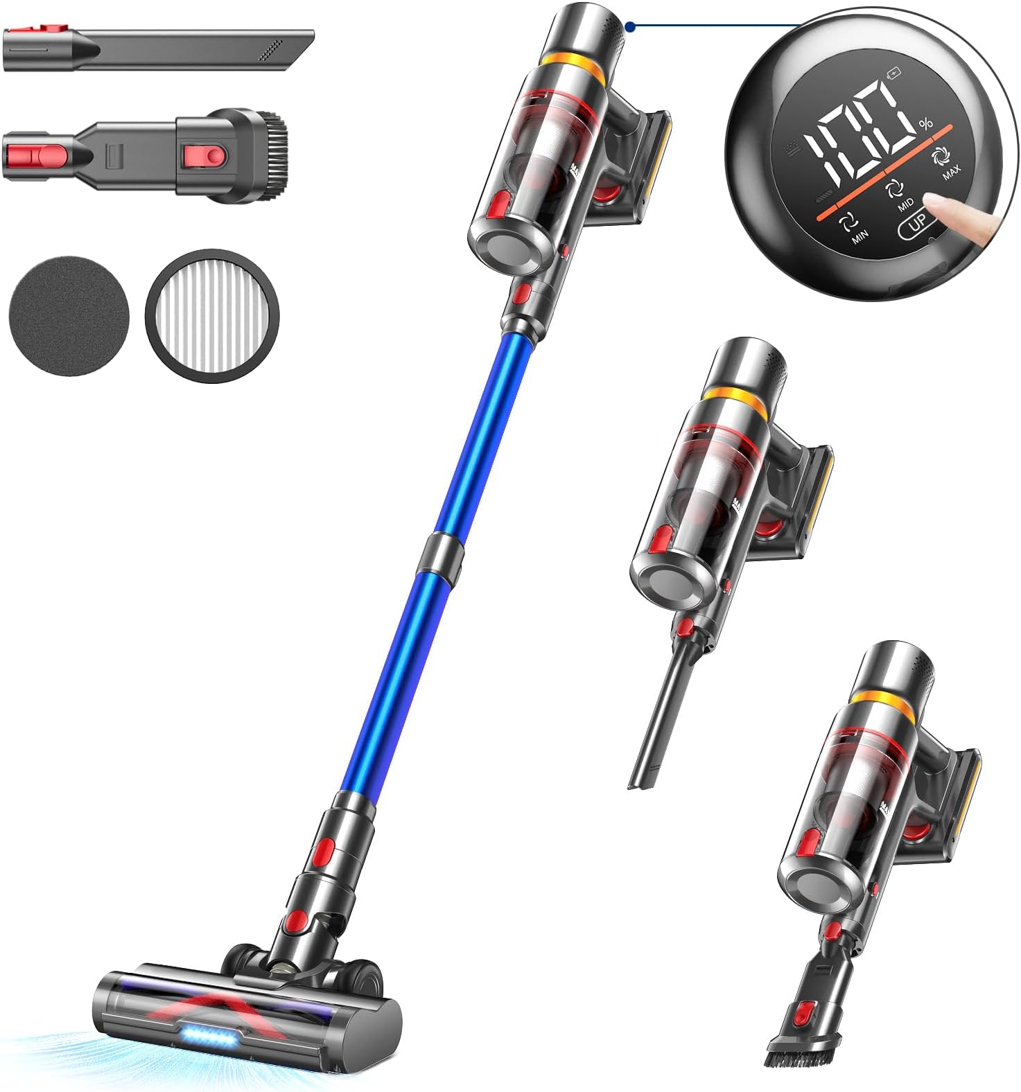 Cordless Vacuum Cleaner for Home, 45mins Runtime Lightweight Handheld Vacuums with