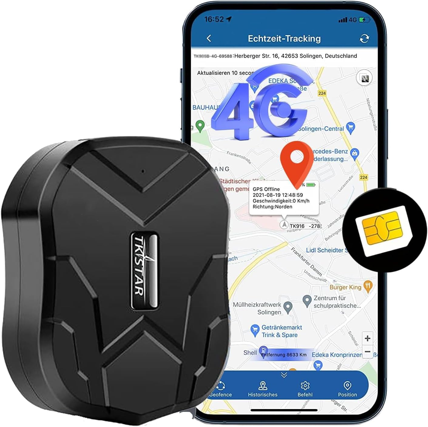 GPS Tracker for Car Tracker Device for Vehicles Hidden Vehicle Car GPS Tracker, Up to 100-Days Long Battery/Magnetic/10000mAh/Built-in SIM Card/Subscription Required