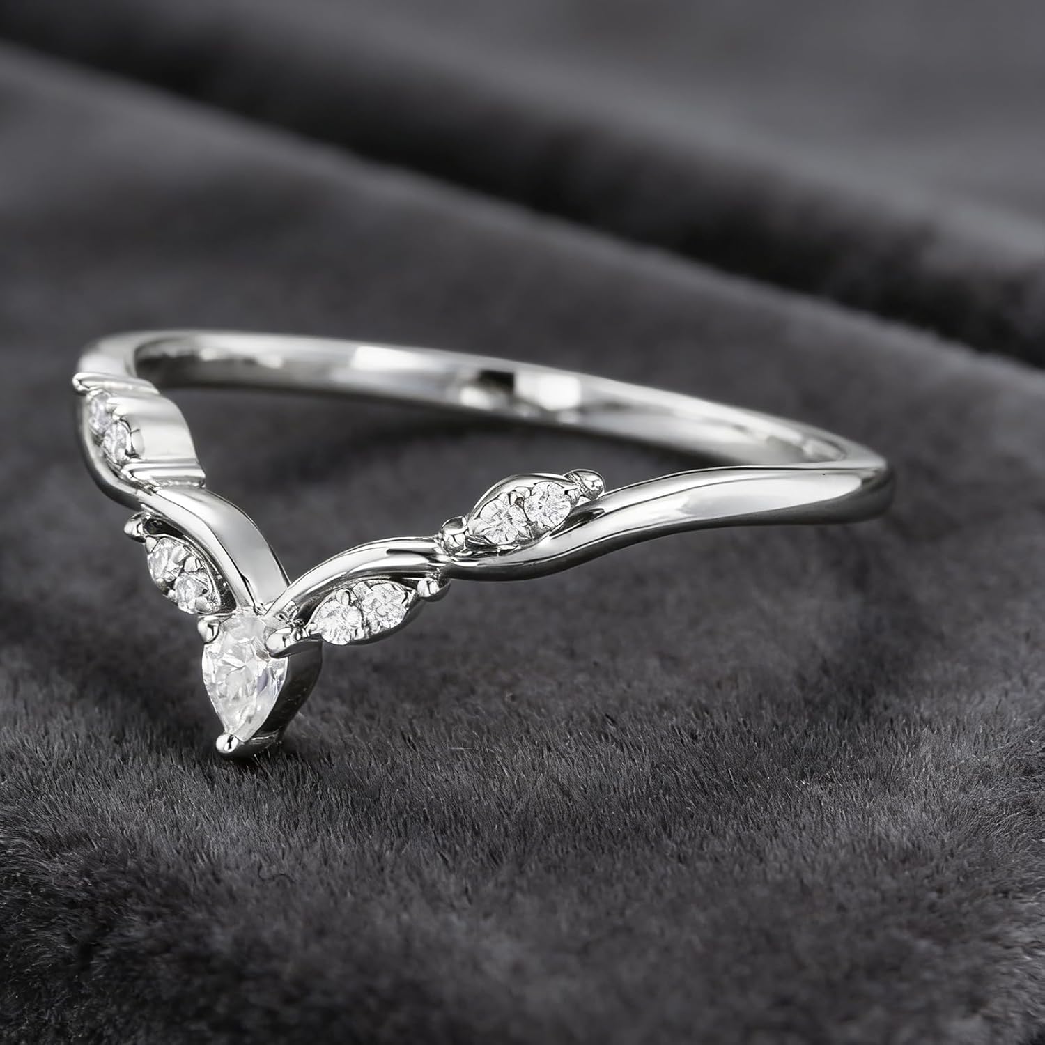 10K 14K 18K Solid Gold Lab-Grown Diamond Ring Stackable Wedding Band Ring Curved Moissanite Matching Engagement Ring 925 Sterling Silver Promise Ring Anniversary for Her Women Wife Jewelry Gift