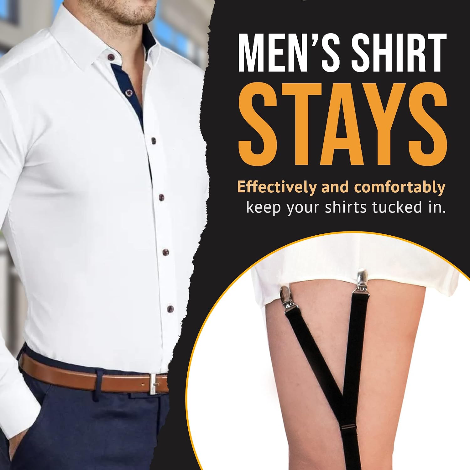 HOLD'EM Shirt Stay for men Police Military garter Holder Sock Suspender Non-Slip Clips