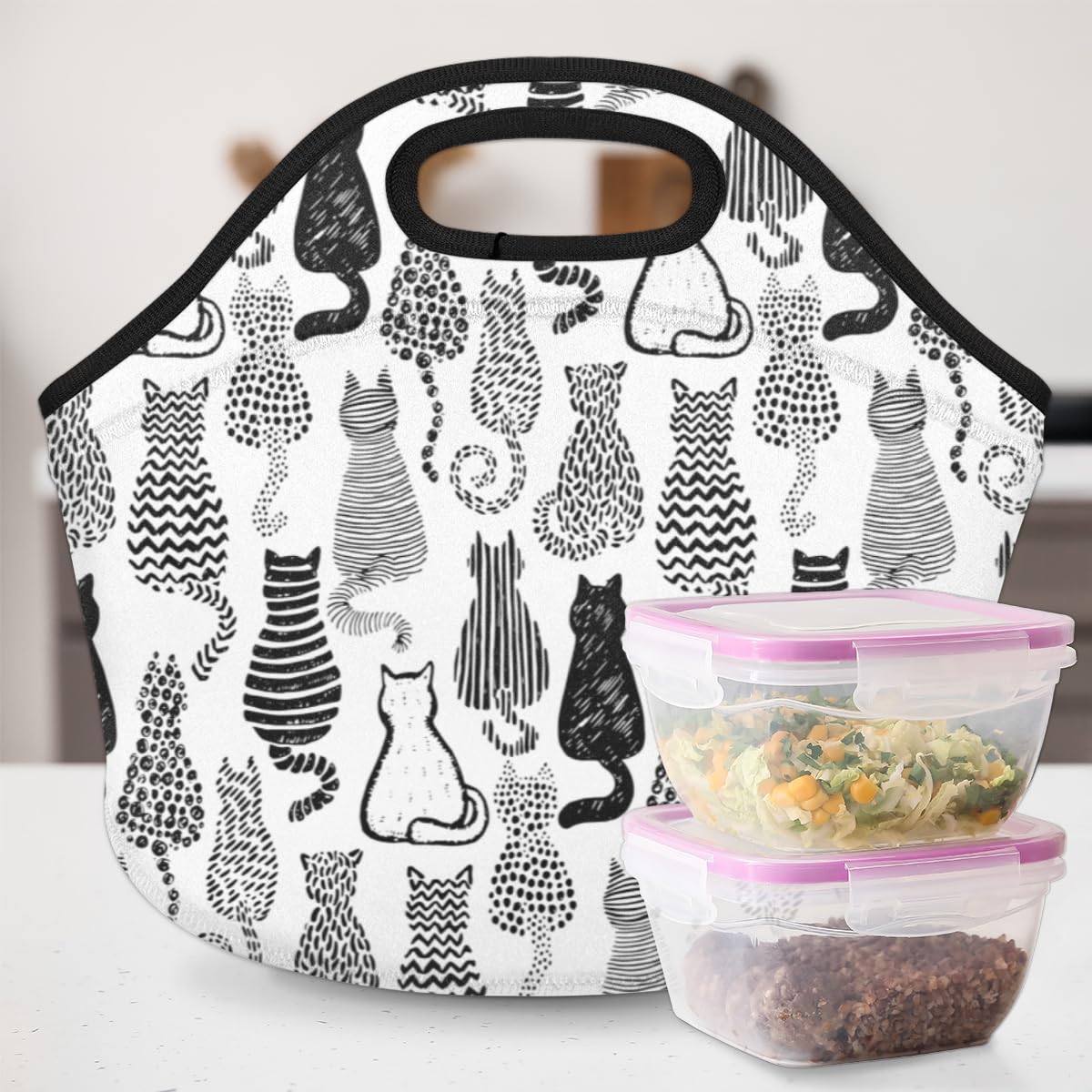 Sac à Déjeuner Isotherme Trixie - Motif Chat Rose 5,2 Litres