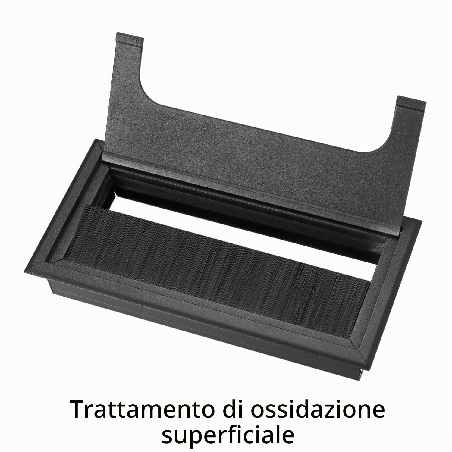 2 Pezzi Passacavi Scrivania, 160x80 mm Scatola Nascondi Cavi Filo Passacavo Rettangolare con Guarnizione a Spazzola Alluminio Nero, con 10 Pezzi Fascette (nero, 160x80mm)