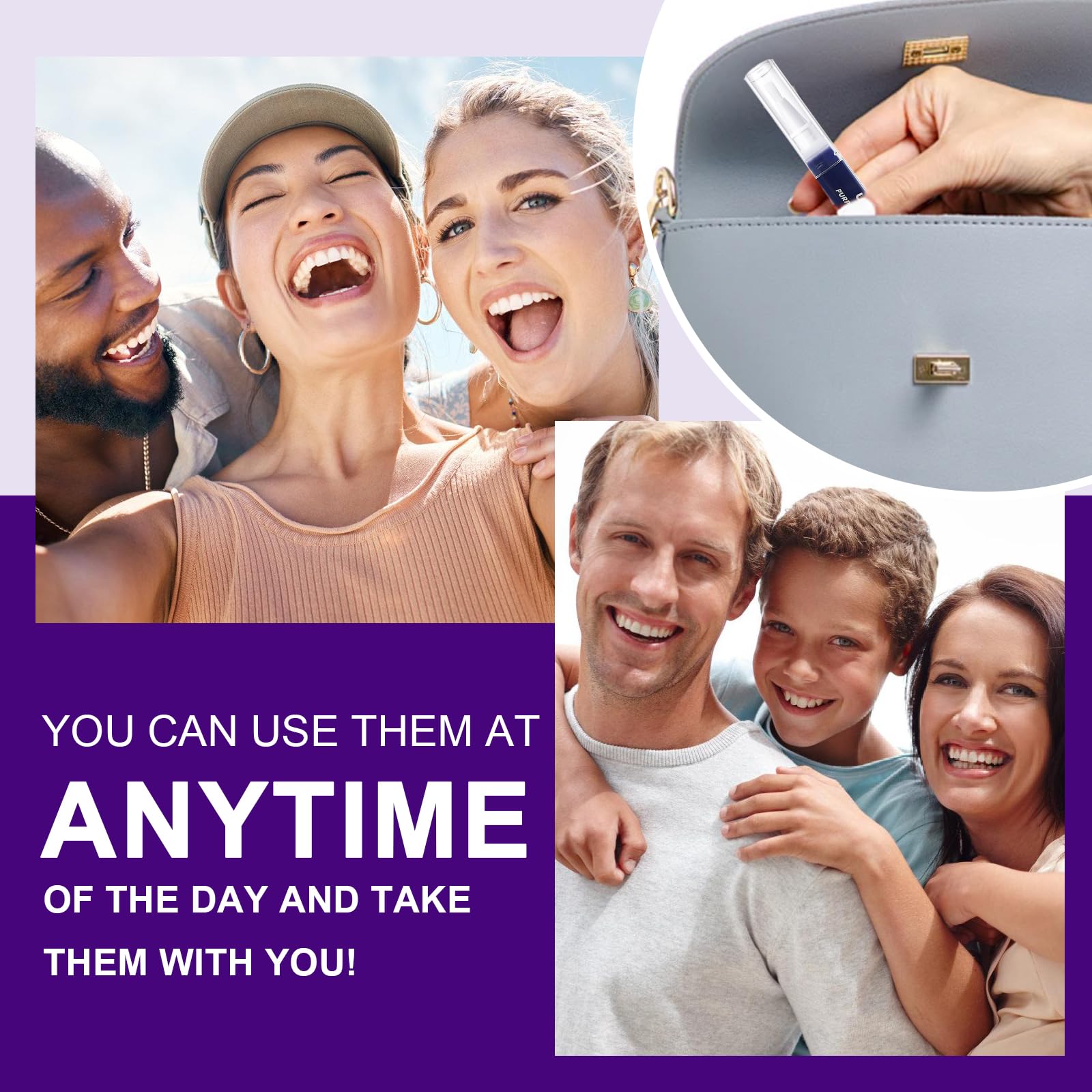 3 Pezzi Penne Sbiancante Denti,Penna Gel Sbiancamento per Dentale,sbiancante denti,Per Rimozione delle Macchie e Sorriso Più Luminoso,Facile da Usare,Rapido Sbiancamento(Viola)