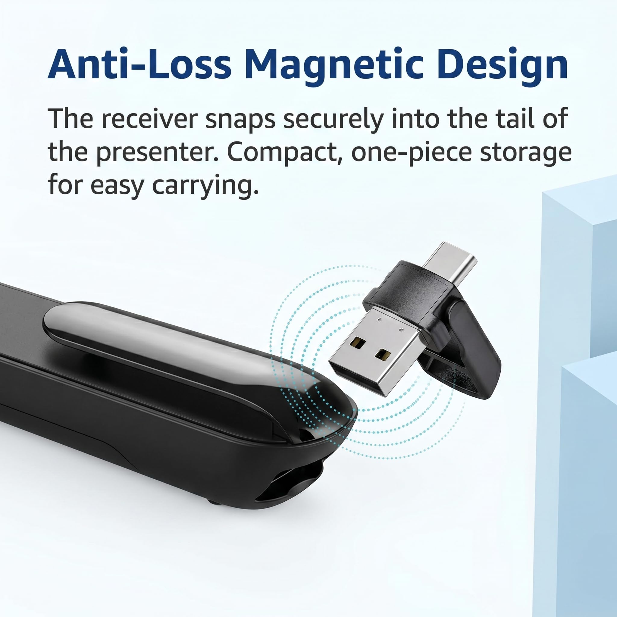 Präsentationsfernbedienung, Powerpoint Fernbedienung, 2 in 1 USB und USB C Presenter Pointer Kabellos für Präsentationen, 2,4GHz Fernbedienung mit Rotem Laser, Hyperlink und Lautstärke für Laptop PC