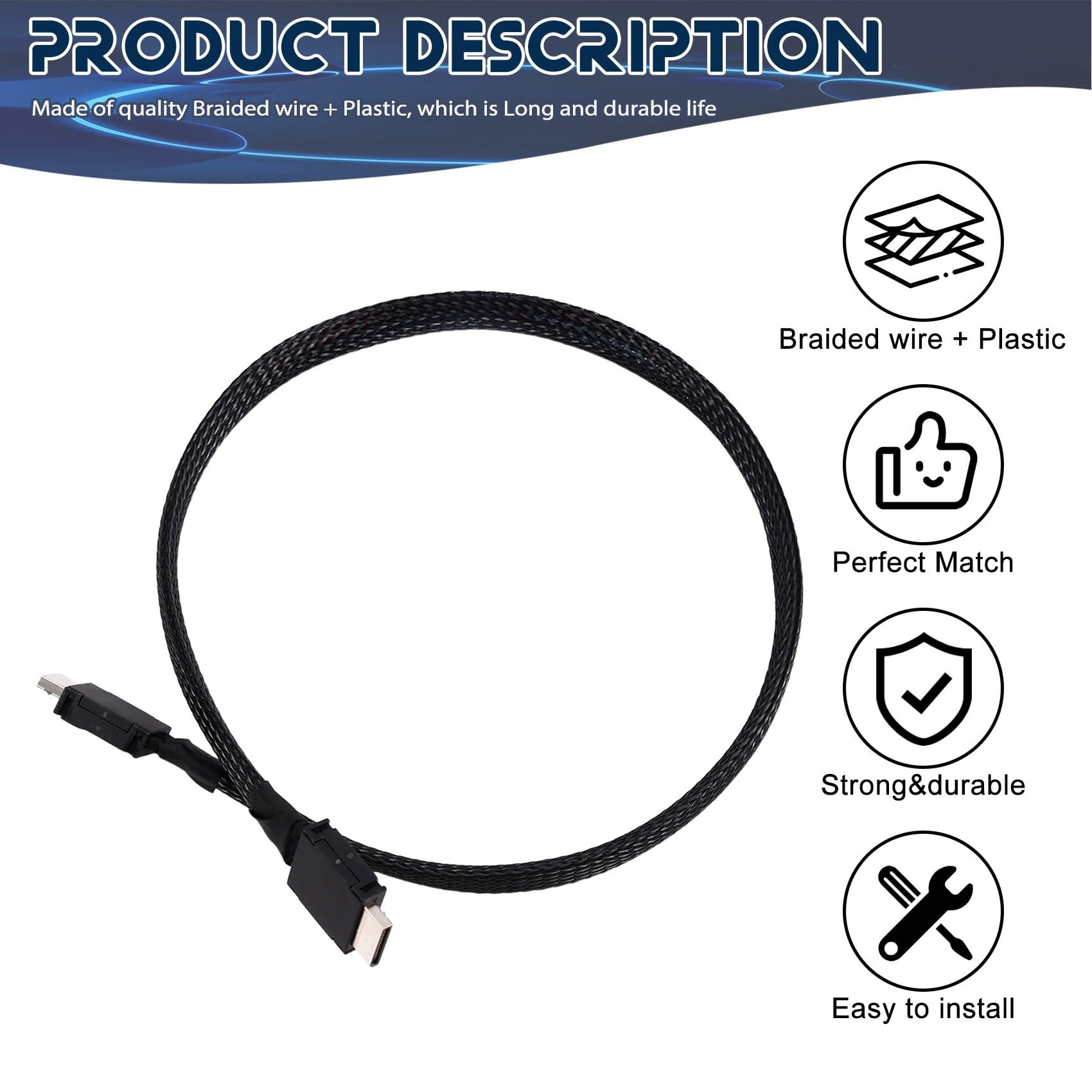 Kabel PCIE 4.0 X4 SAS4 Oculink Przedłużacz OCULink 4X Srebrny