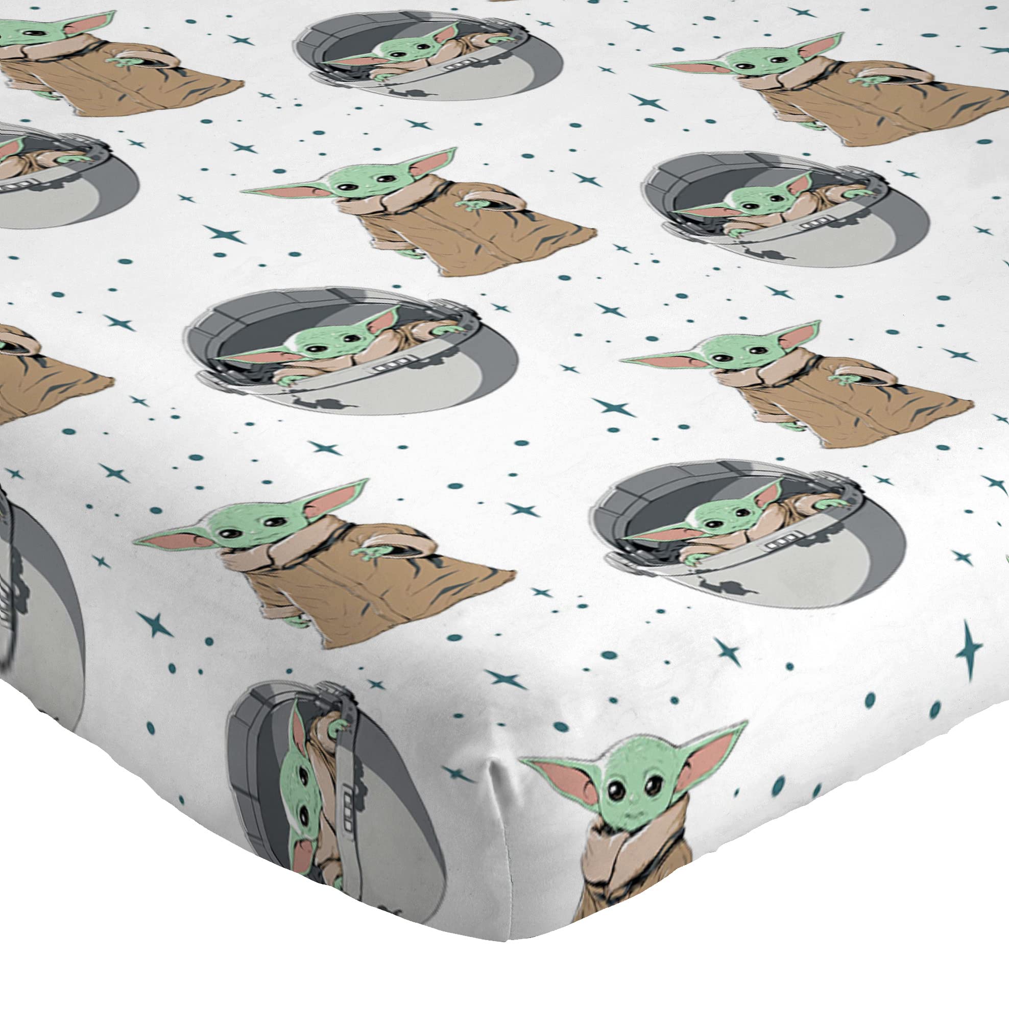 Star Wars Mandalorian Baby Yoda Grogu Juego de Ropa de Cama Infantil 3 Piezas 100% Algodón Cama Individual - Incluye Funda Edredon 135x200cm + Sabana Bajera 90x200cm + Funda de Almohada 50x70cm