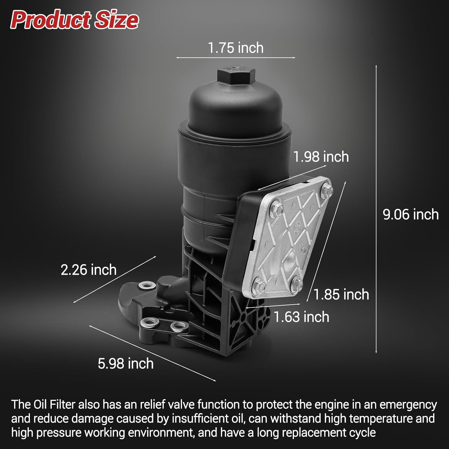 Complete Engine Oil Filter & Housing Assembly Fit for Kia Sedona Cadenza Sorento, Hyundai Santa Fe XL Azera 3.3L 3.5L V6 Engine, Replaces OE 26300-3CAB0 26300-3CAB1
