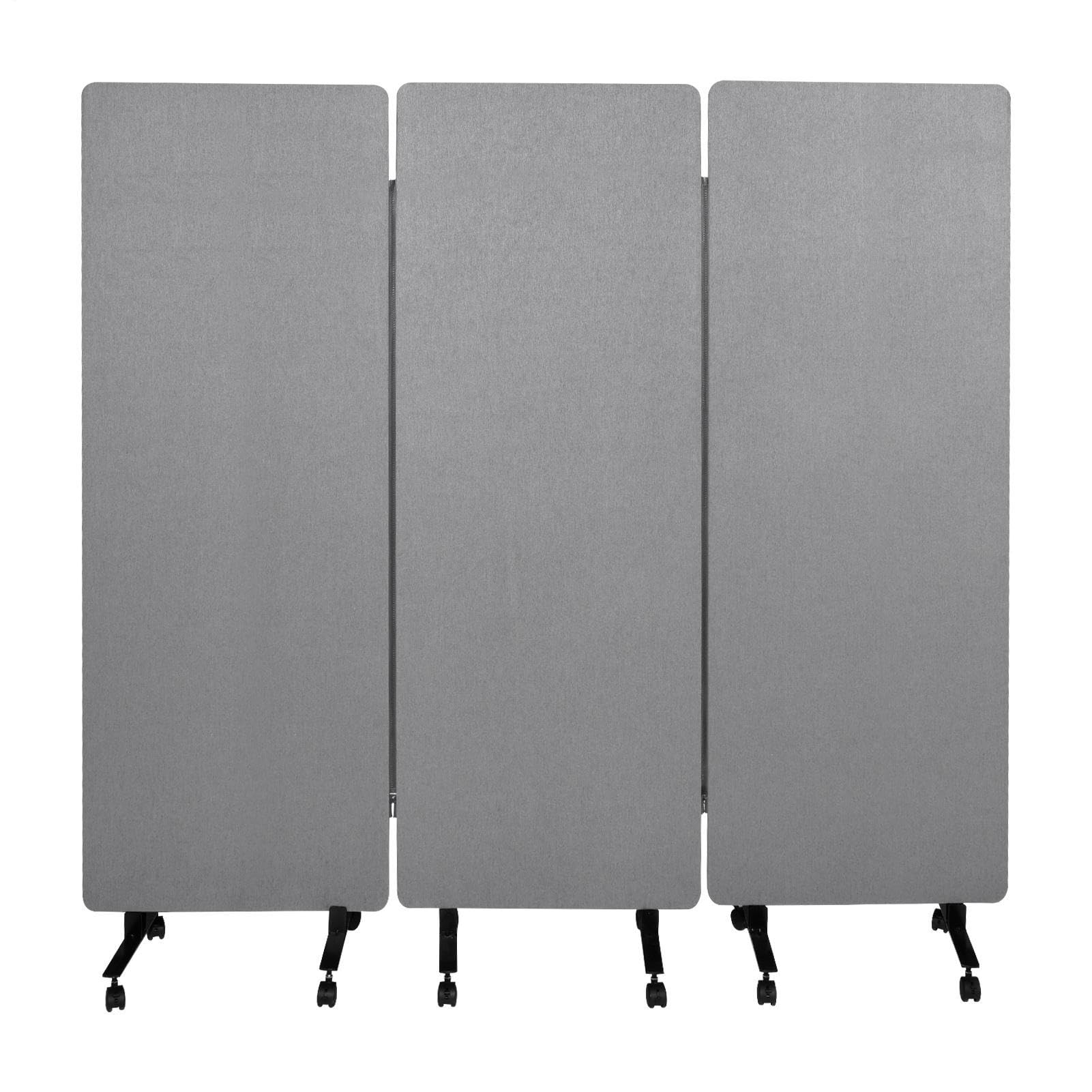 72" X 66" Acoustic Room Divider, 3 Panel Folding Privacy Partition with Wheels, FreestandingTackable Offices Screen, Portable Sound Proof Partition Wall for School, Clinic, Or Home Working Space