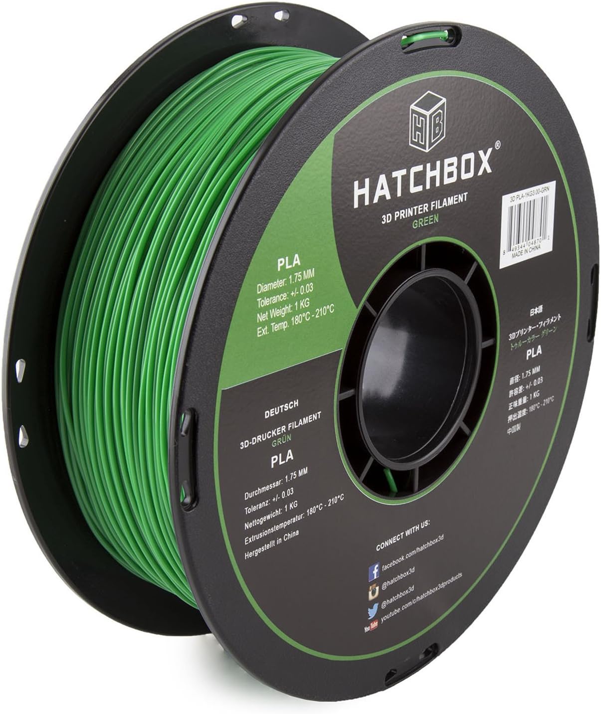 1.75mm Green PLA 3D Printer Filament, 1 KG Spool, Dimensional Accuracy +/- 0.03 mm, 3D Printing Filament