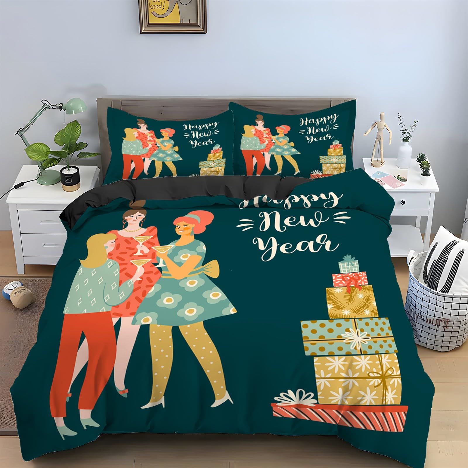 Housse de couette 90x190 pour un cadeau de Noël et Nouvel An réconfortant
