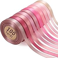 Vista 10 de LaRibbons Cinta de Satén de 3/8 Pulgadas 100 Yardas para Manualidades, 10 Yardas/Rollo 10 Rollos Paquete de Cinta de Satén Arcoíris de Doble Cara