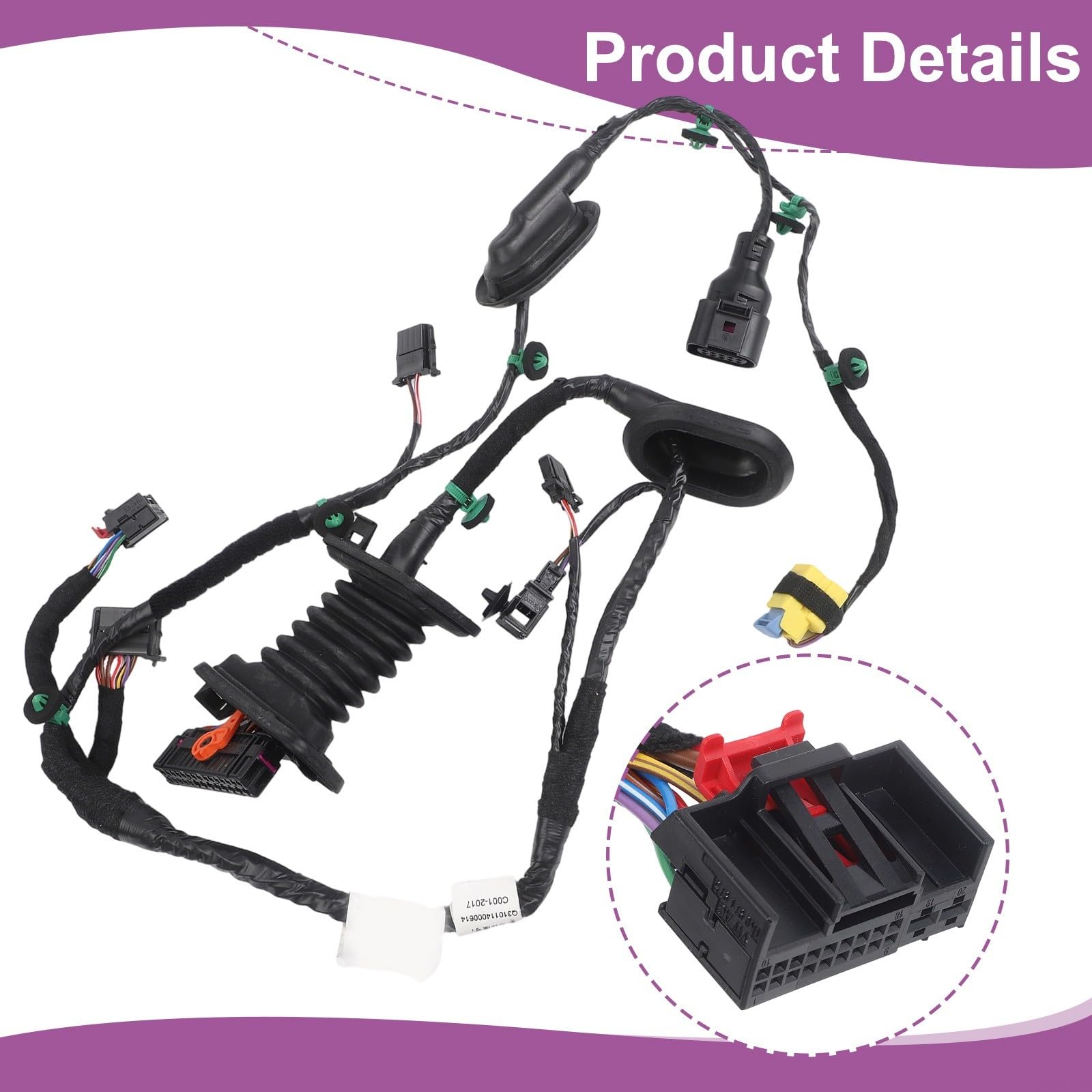 Türkabelbaum Vorne Links für JETTA für GOLF MK5 2006-2010, Ersatz für OE 1K0971120BK, ABS Kabelstrang Schwarz