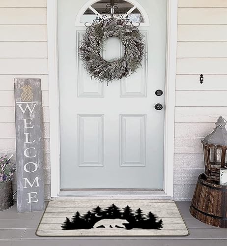 Miniatura 3 de Felpudo decorativo para interiores y exteriores, diseño de oso salvaje, bosque de lobos, campamento, 17 x 30 pulgadas, para entrada de habitación