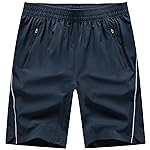 TBMPOY Men\'s Hiking Shorts Quick Dry Athletic Gym Workout Short with Zipper Pockets Navy M
