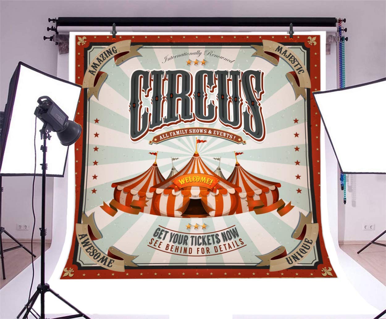 Fond Photo 3x2m Toile De Fond Renaiss 3x2m Cirque Rouge Et Blanc - Fond Photo Carnaval, Anniversaire Enfant - Vinyle Imprimé 3x2m Cirque Rouge Blanc