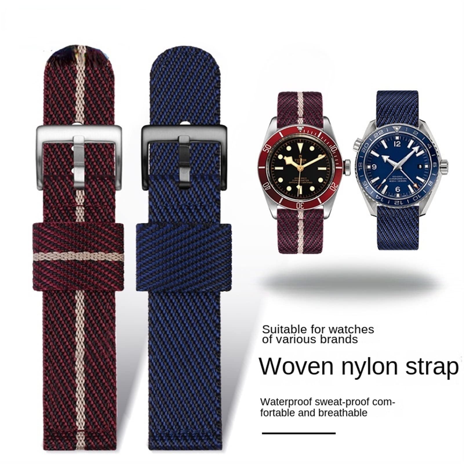 Cinturino in nylon intrecciato alla moda per Omega Seahorse 300 tela ispessita cinturino sportivo 18 mm 20 mm 22 mm 24 mm