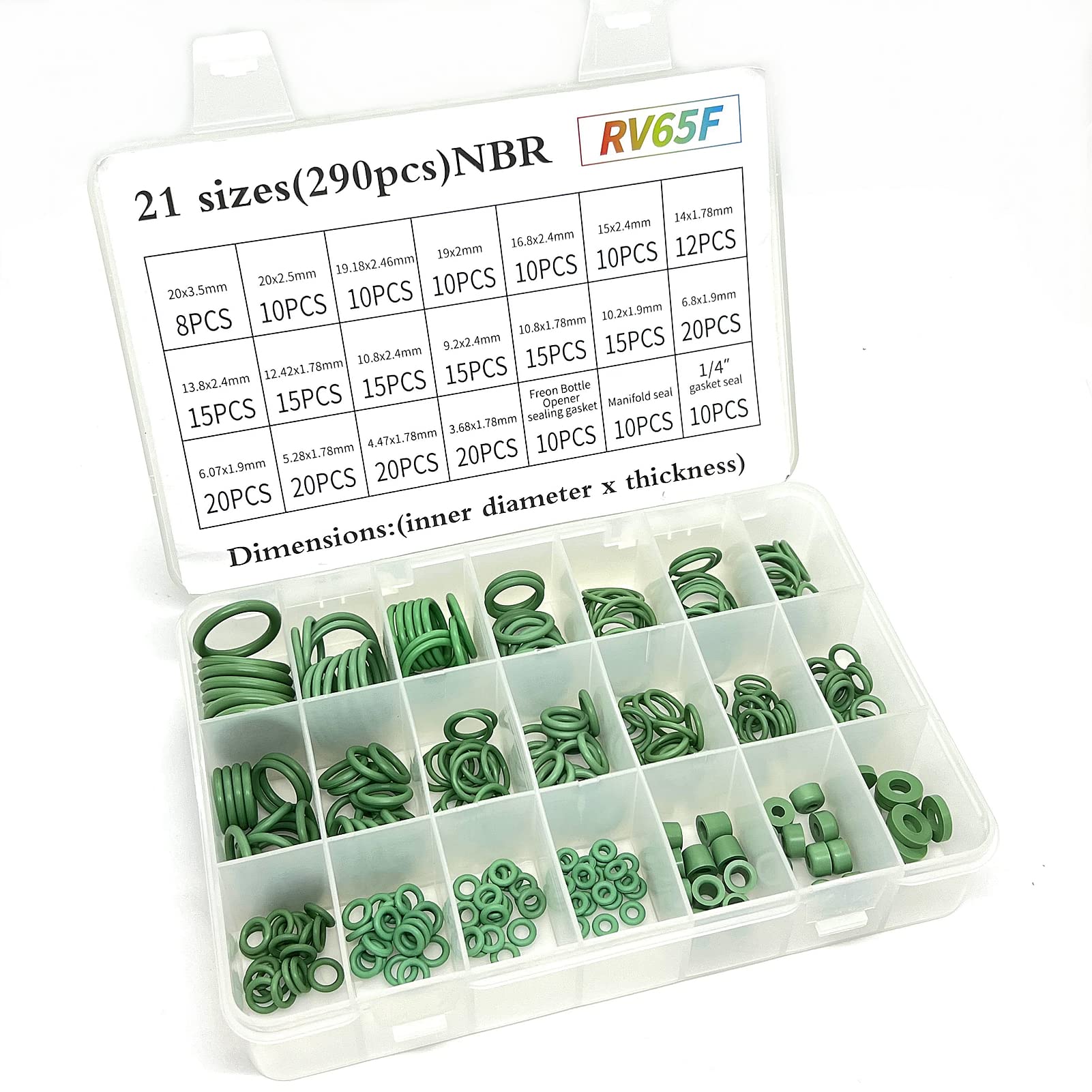 RV65F 290pcs oRing kit 21 Sizes oRings, Rubber oRing Duct Seals