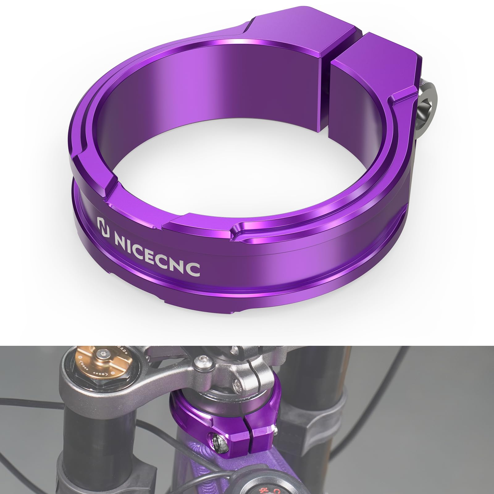 NICECNC Purple Reinforced Riser Clamps Compatible with Surron light bee X/S/ L1E CNC Machined Frame Clamp Compatible with Segway X160 X260 See Fitment