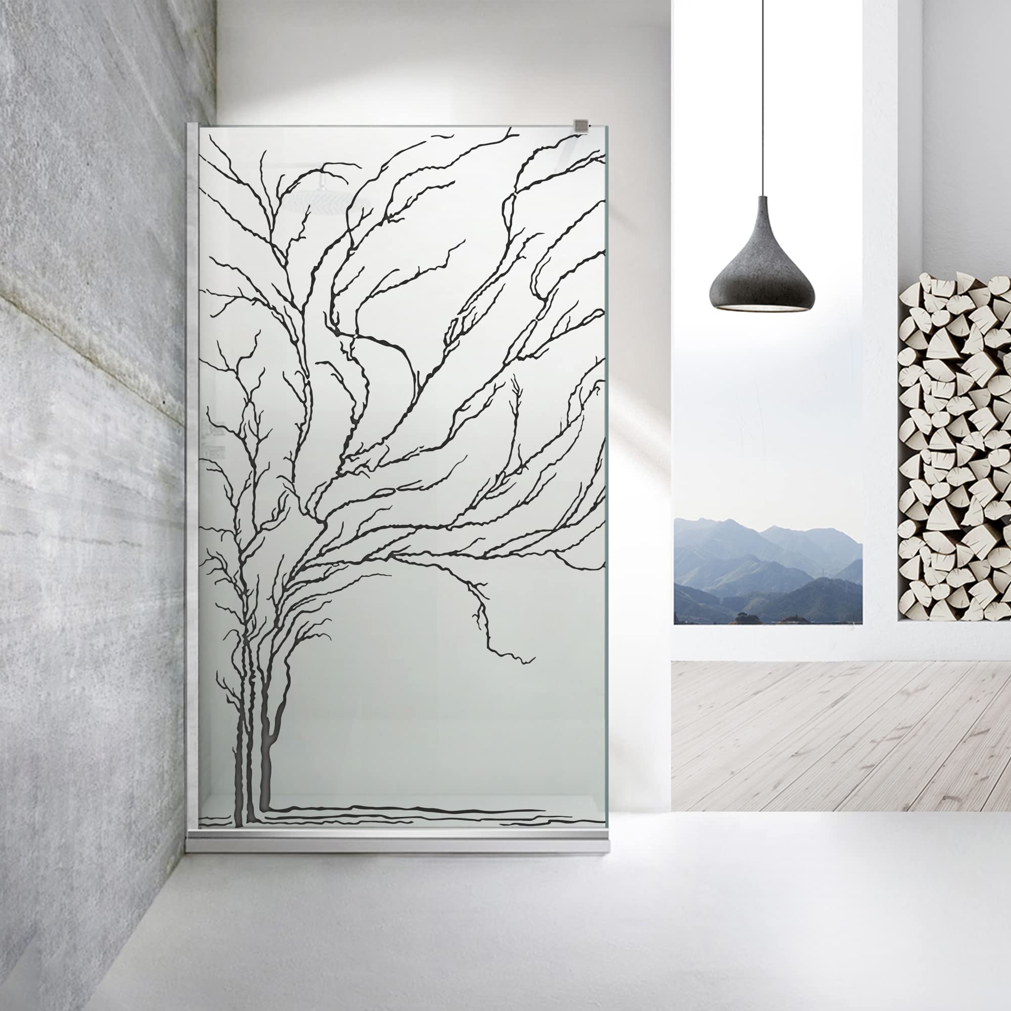 Aqua Roy Modell INOX Baum 100 cm ab 70/80/90/100/110/120 Walk in Duschabtrennung satinierte Glasscheibe 8 mm dunkelgrau Nano beschichtet sandgestrahltes Muster Edelstahl (100x195 cm)