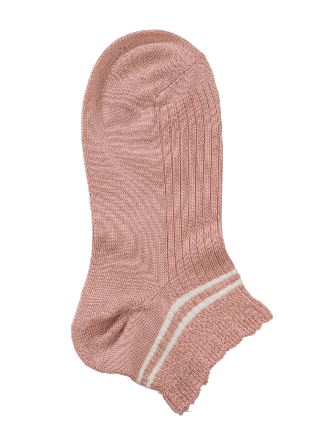 Yellow Bee Cotton Striped Ruffle Cuff Ankle-Length Socks for Girls - 4 Pairs, Peach, Beige, Black and Cream, 10-12 Years - Image 5 thumbnail