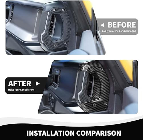 Miniatura 5 de Cubierta de mango lateral de consola central compatible con accesorios interiores Ford Bronco 2021-2023, fibra de carbono