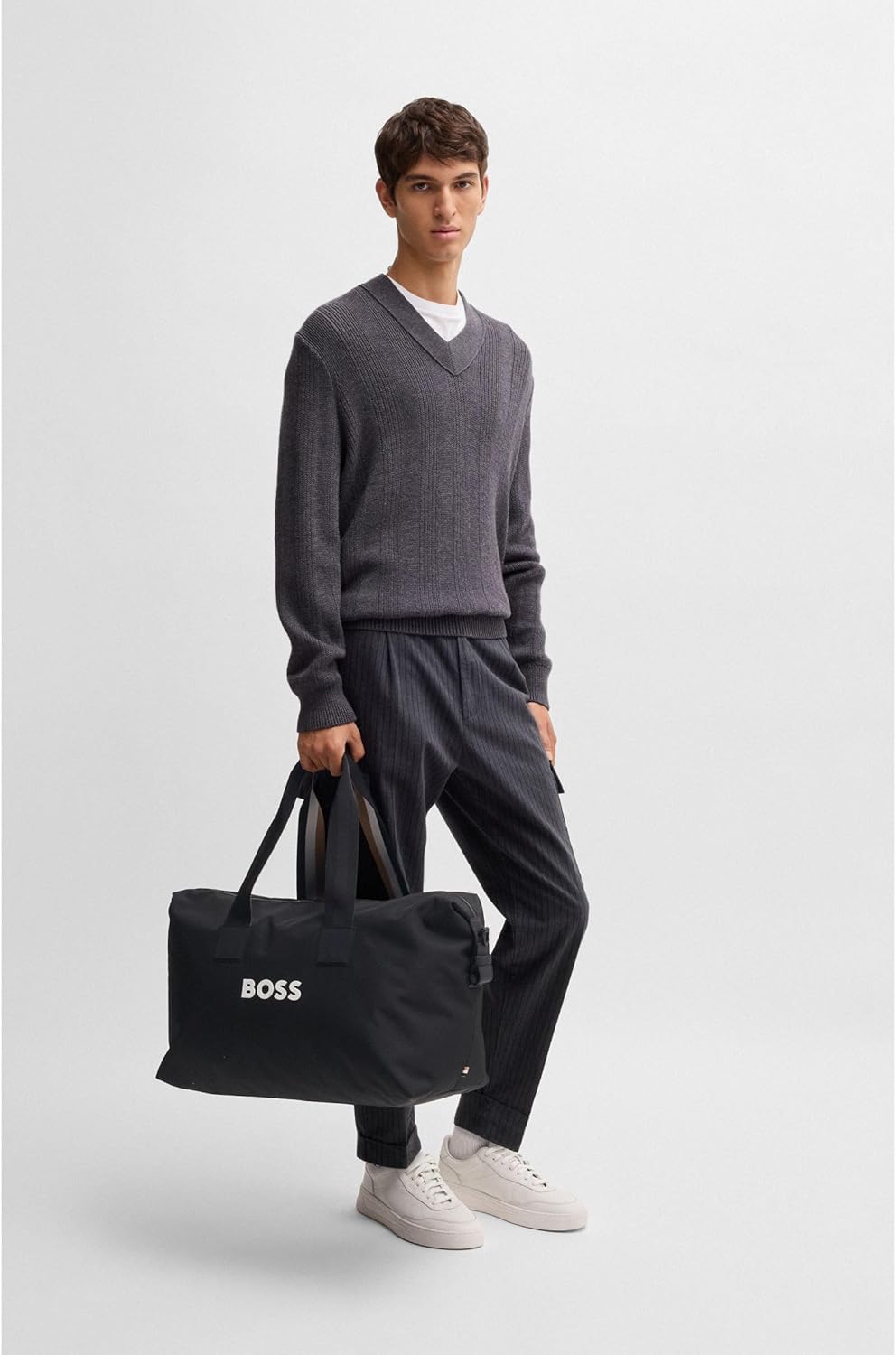 Sac Bandoulière BOSS Catch EVO K - En Maille Structurée, Fermeture Zippée, Lettrage Métal - Style Urbain, Pratique, Pour Homme