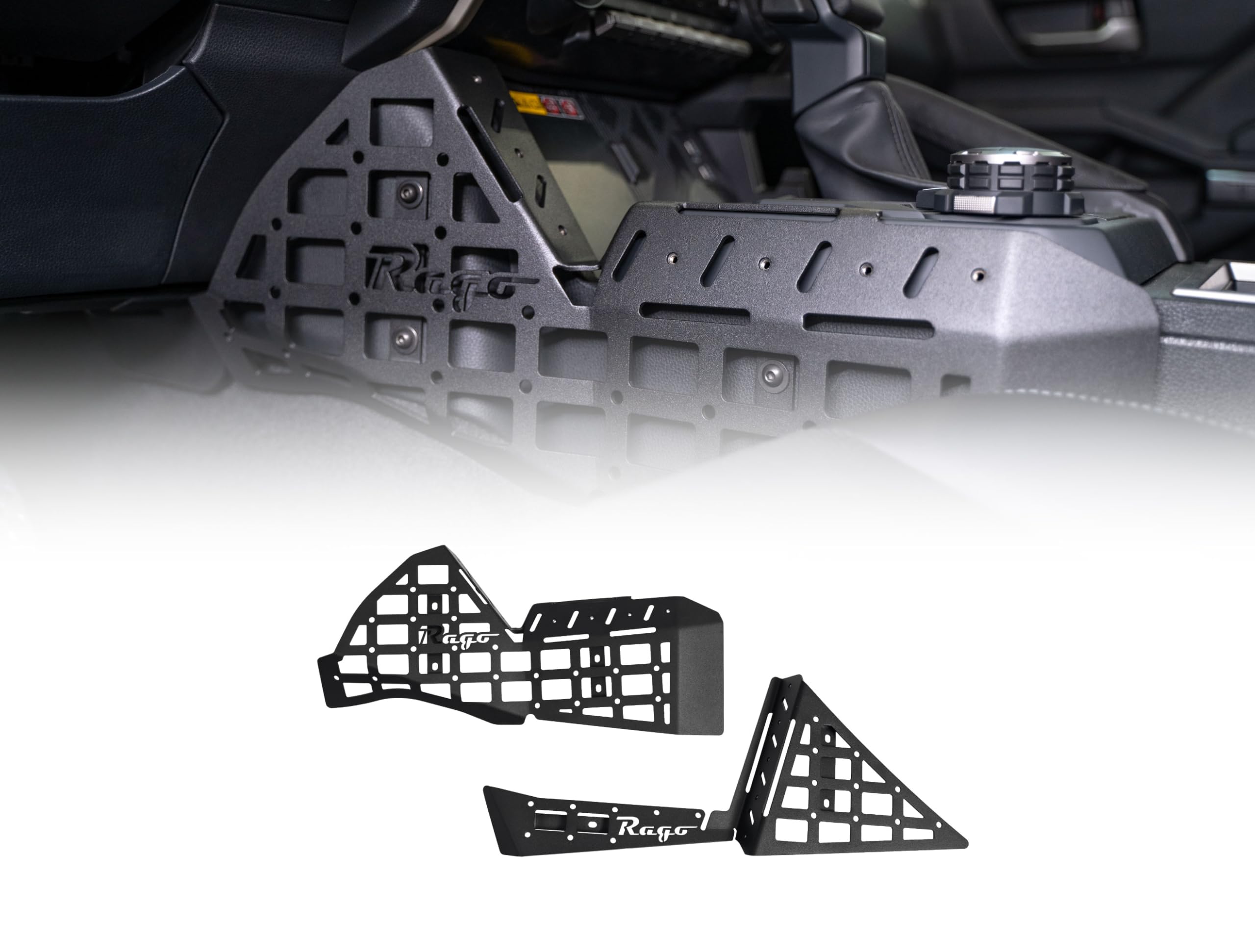 Rago Fabrication Center Console Molle Panels for 4th Gen Toyota Tacoma & 6th Gen Toyota 4Runner | Mount Your Gear and Electronics for Quick Access | Driver and Passenger Side Panels Included