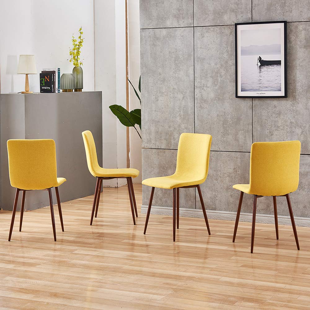 Boju Occasional Kitchen Dining Chairs Set Of Yellow Linen