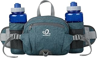 WATERFLY Fanny Pack Waist Bag: Fannie Pack 2 Water Bottle Holders Lumbar Belt Hiking Walking Running Jogging Camping Large Woman Man (Bottle Not Included?