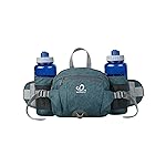 WATERFLY Fanny Pack Waist Bag: Fannie Pack 2 Water Bottle Holders Lumbar Belt Hiking Walking Running Jogging Camping Large Woman Man (Bottle Not Included)