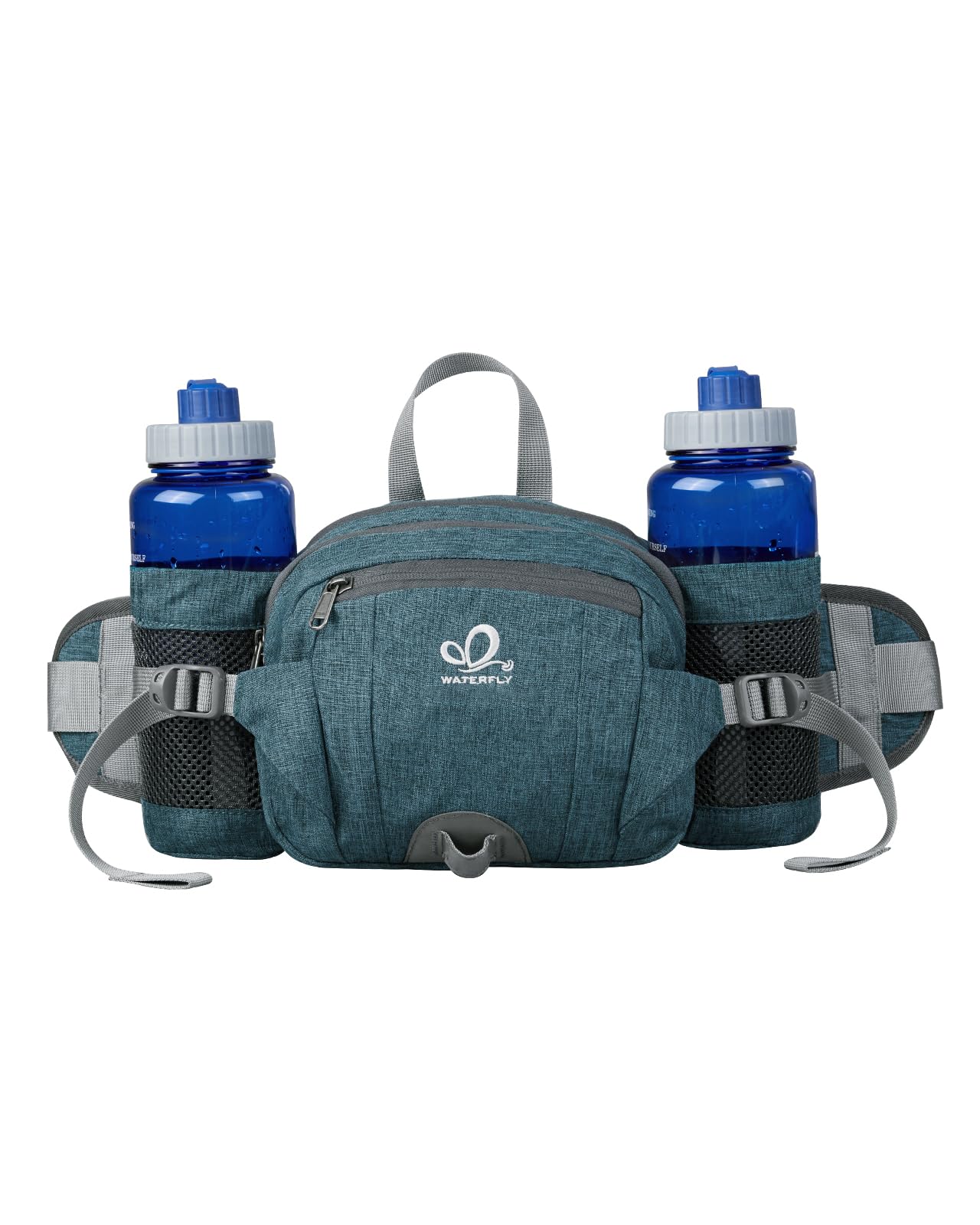 WATERFLY Gürteltasche mit Flaschenhalter, Gurt Verstellt Bauchtasche Hundetraining Handyfach Wasserdicht Hüfttasche für Wandern Reise Camping