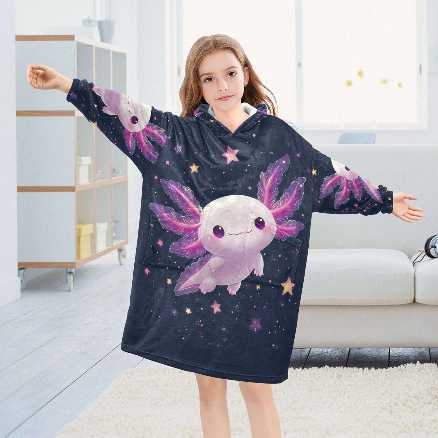 Wearable Blanket Hoodie for Kids 3-14YR Flannel Wearable Blankets Sweatshirt - Image 4