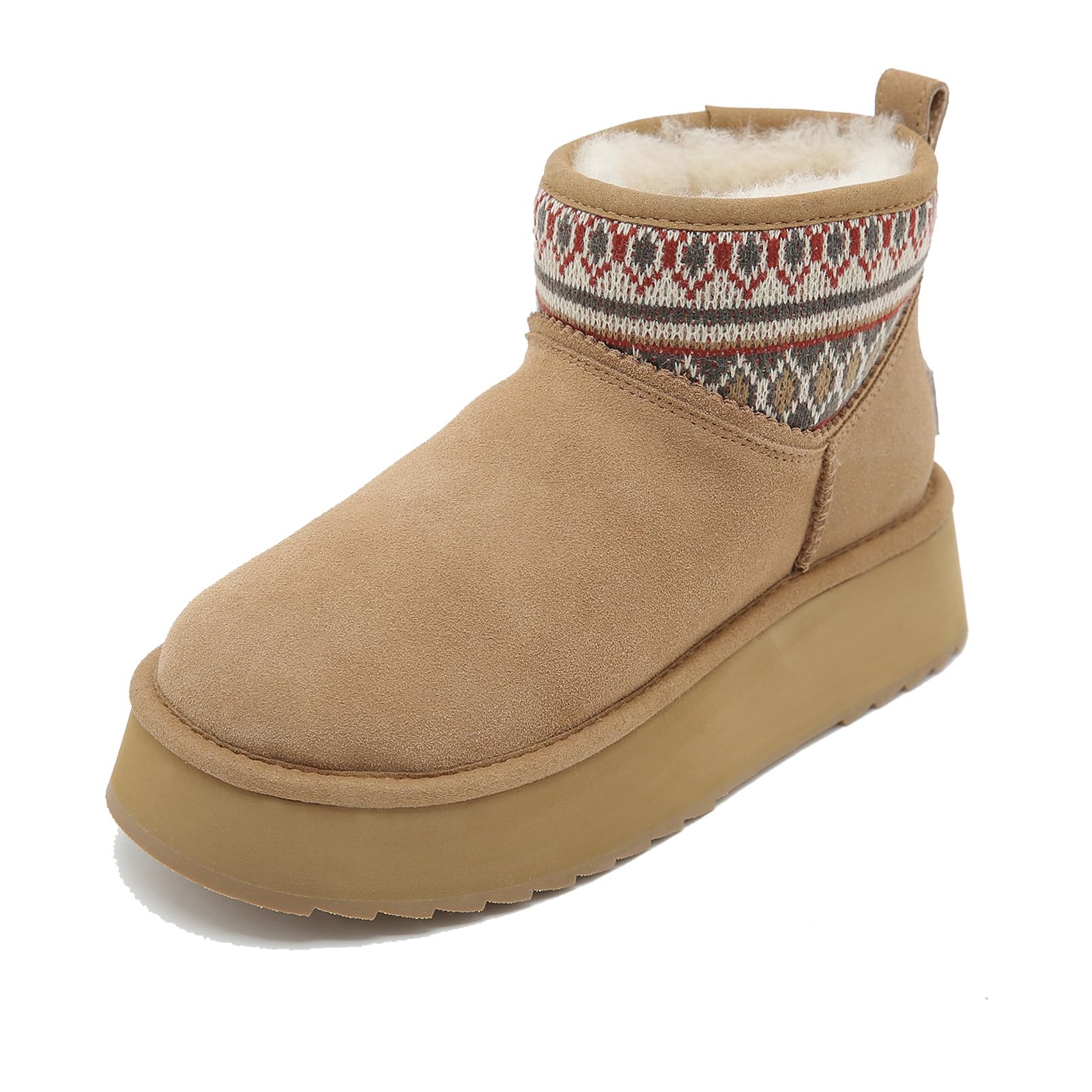 Mel Syd 100 Australian Sheepskin Boots with Tribal Embroidery Vibrant Classic Ultra Mini Ankle Winter Booties - Anti-Slip