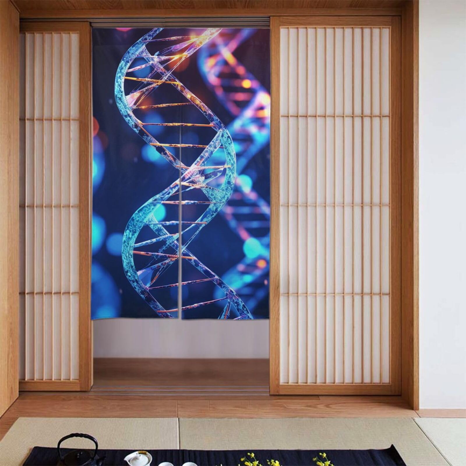 FodPand Personalized Door Curtain for Doorway Privac 34"X 56", Blackout Kitchen Curtains Window Treatment 2 Panel DNA Genetic Helix Door Curtain Tapestry Hanging Room Divider Home Decor
